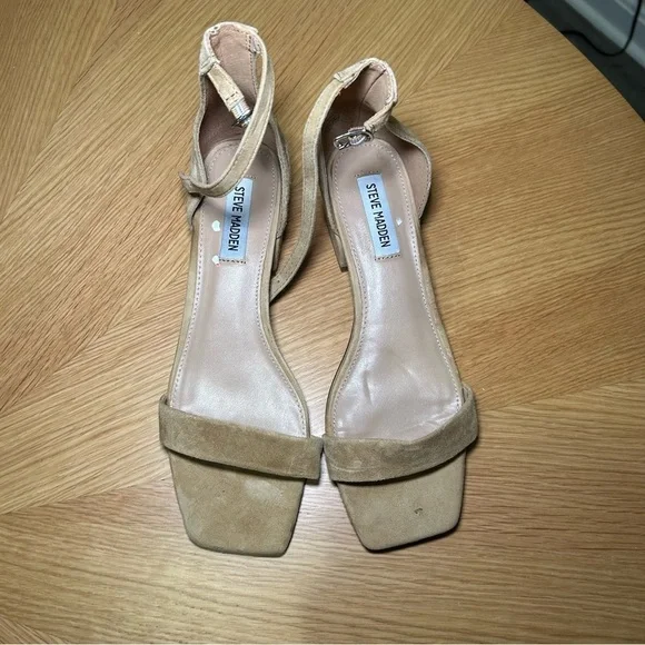 Steve Madden Nude Suede Heeled Sandals - Picture 6 of 6